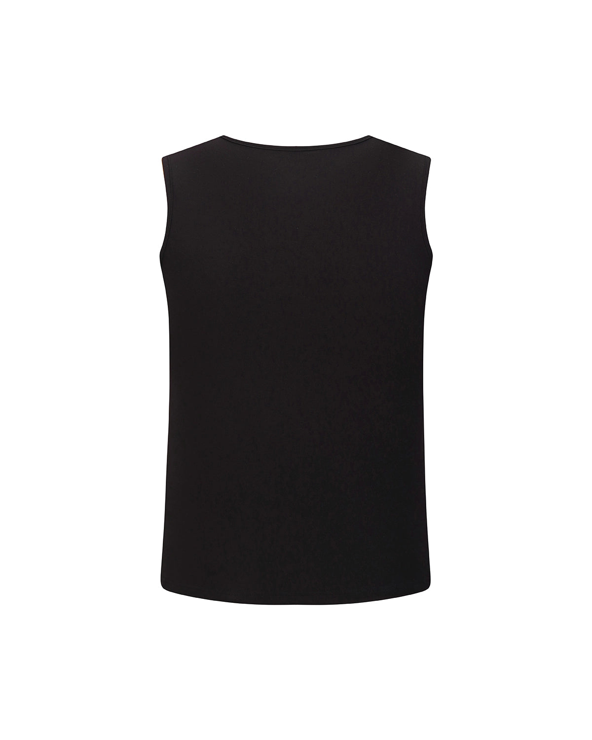 ZHABUXIAO Embroidered Ribbed Elastic Slim Henley Tank Top Black & White