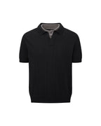 ZHABUXIAO 2-in-1 Striped Mesh Hemp Cotton Breathable Polo Shirt Black & Gray White