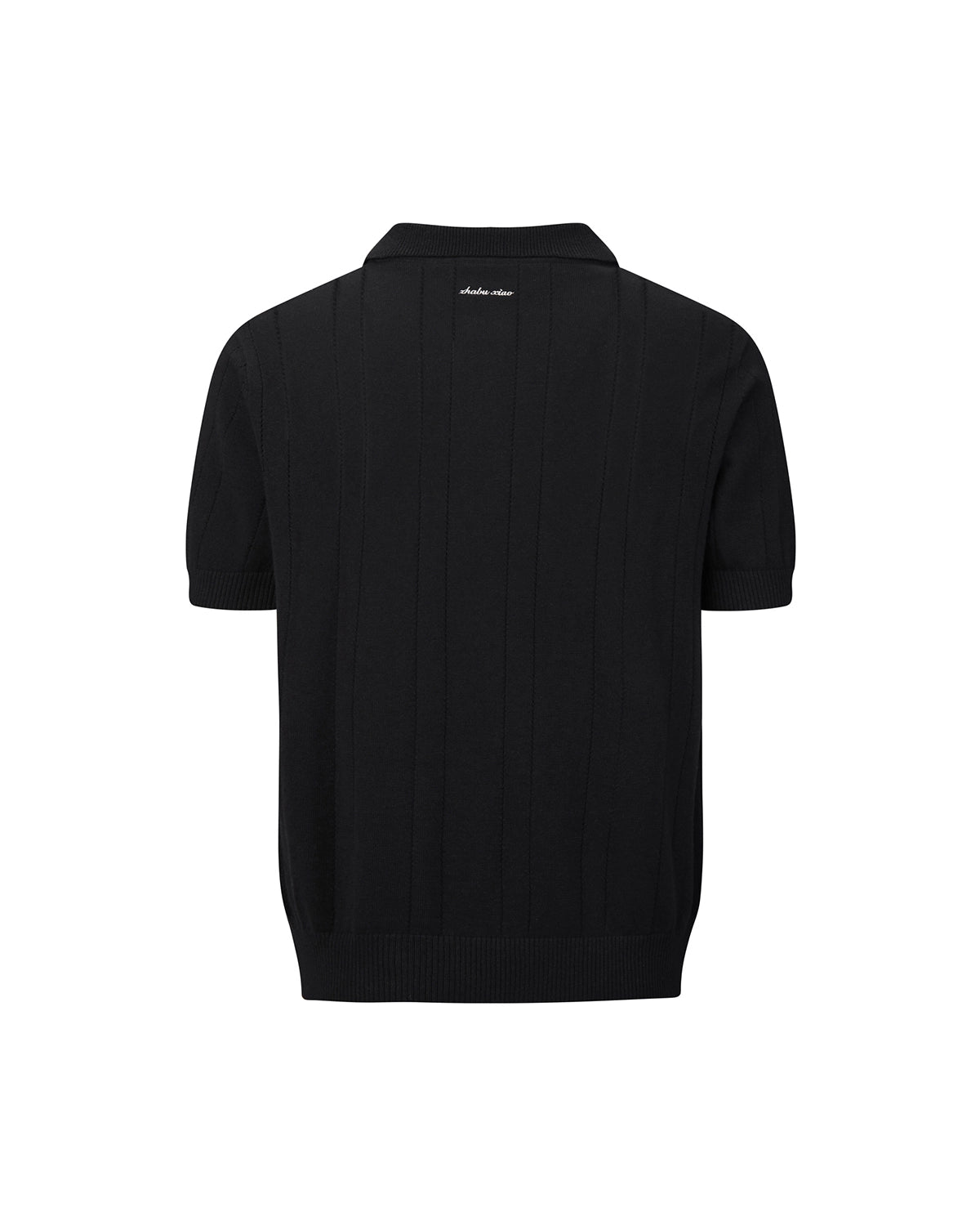 ZHABUXIAO 2-in-1 Striped Mesh Hemp Cotton Breathable Polo Shirt Black & Gray White