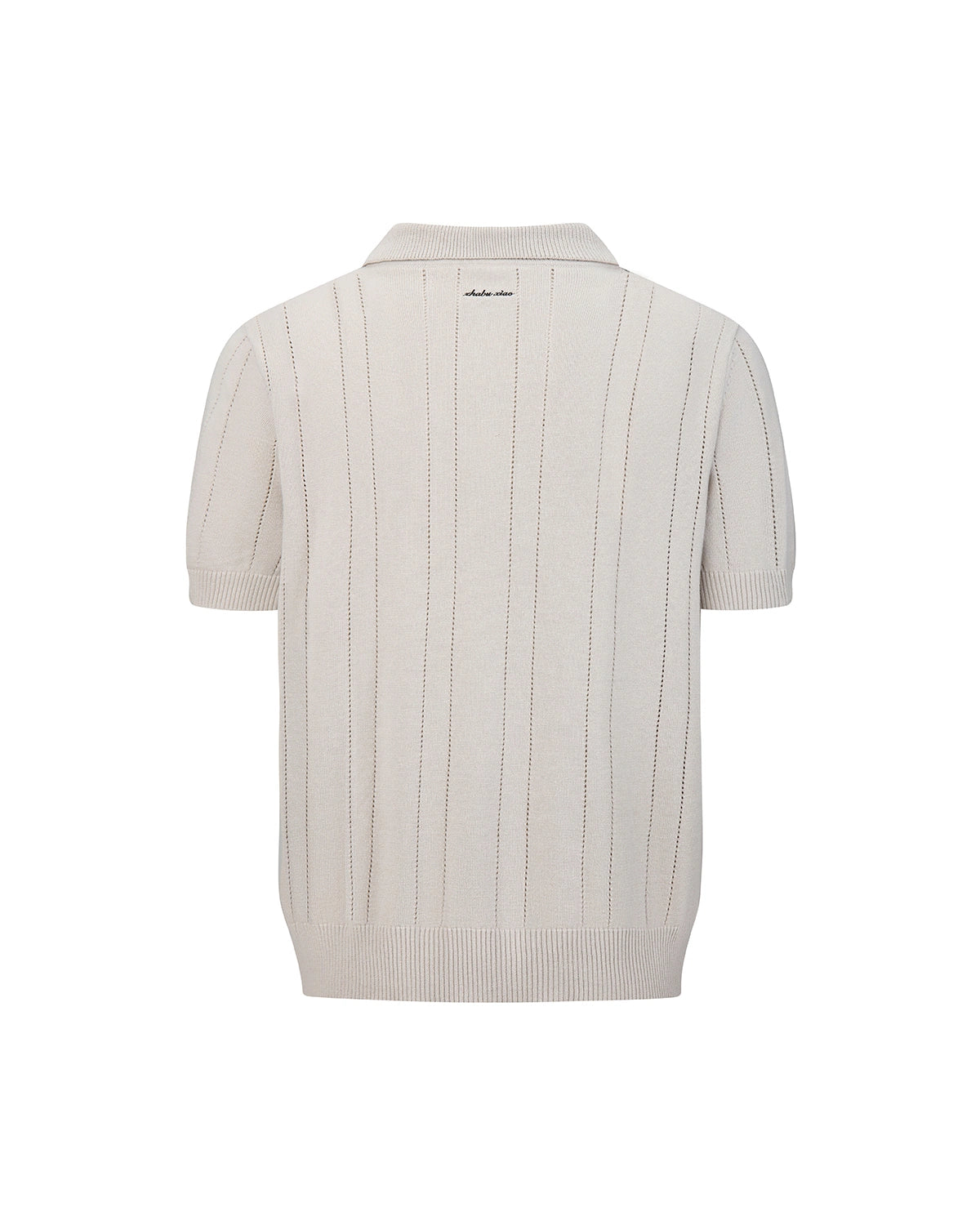 ZHABUXIAO 2-in-1 Striped Mesh Hemp Cotton Breathable Polo Shirt Black & Gray White