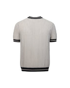 ZHABUXIAO Breathable Textured Linen O-Neck Casual Knit T-Shirt Gray White
