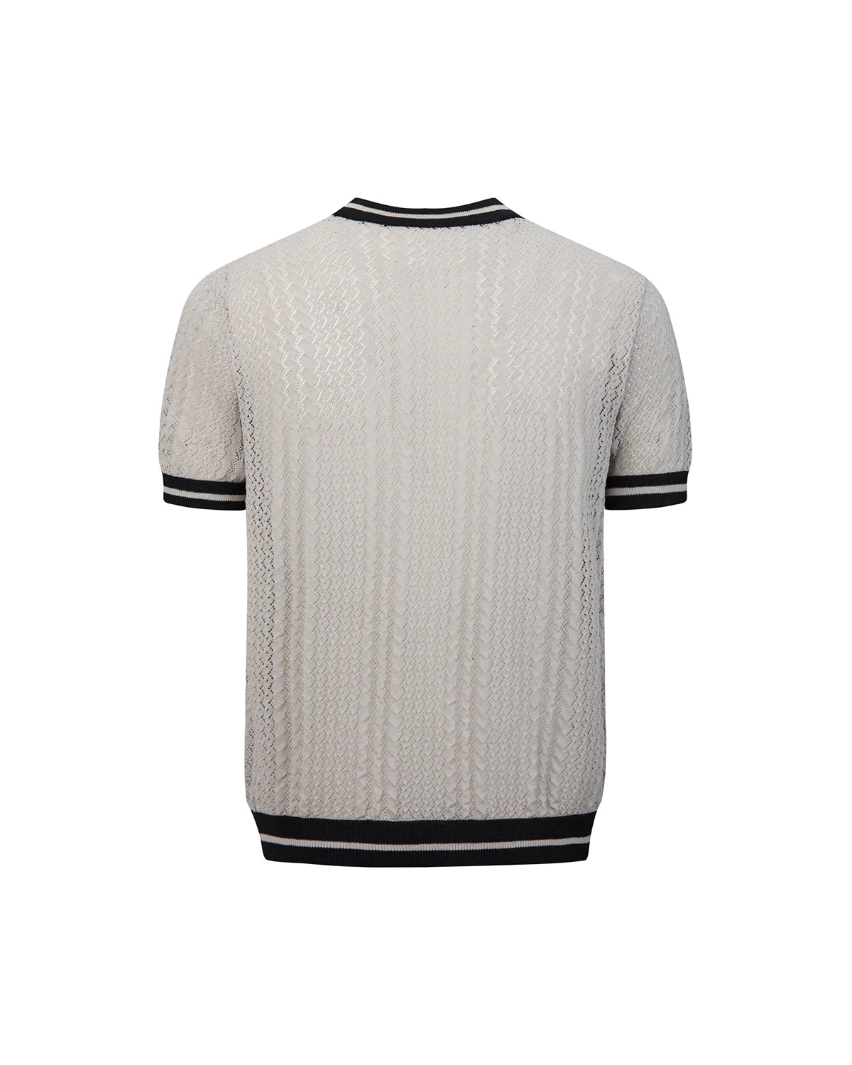 ZHABUXIAO Breathable Textured Linen O-Neck Casual Knit T-Shirt Gray White