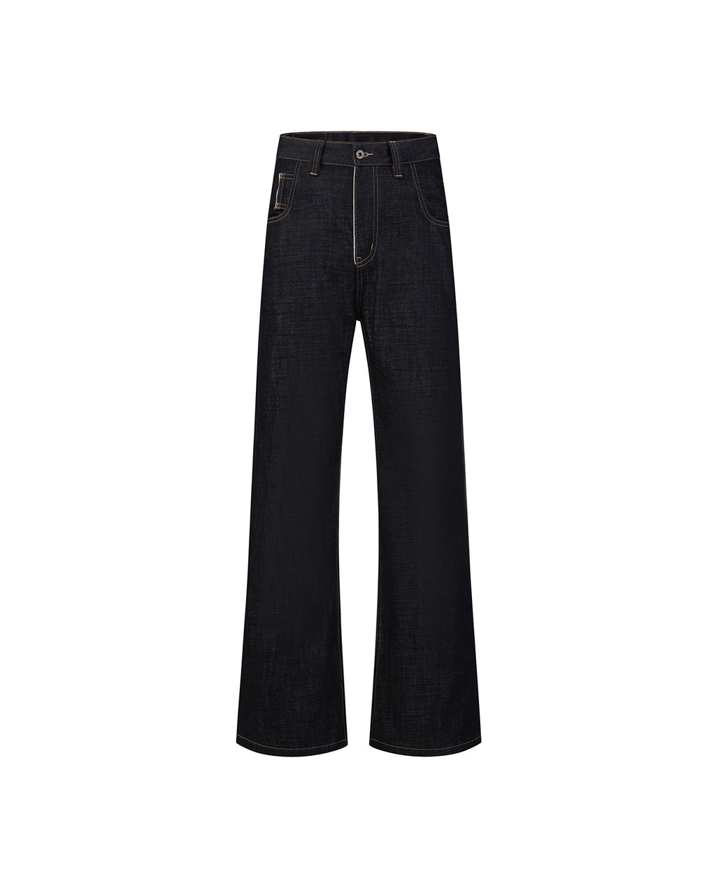 ZHABUXIAO Selvedge Straight Leg Retro Denim Jeans YKK Zipper Black