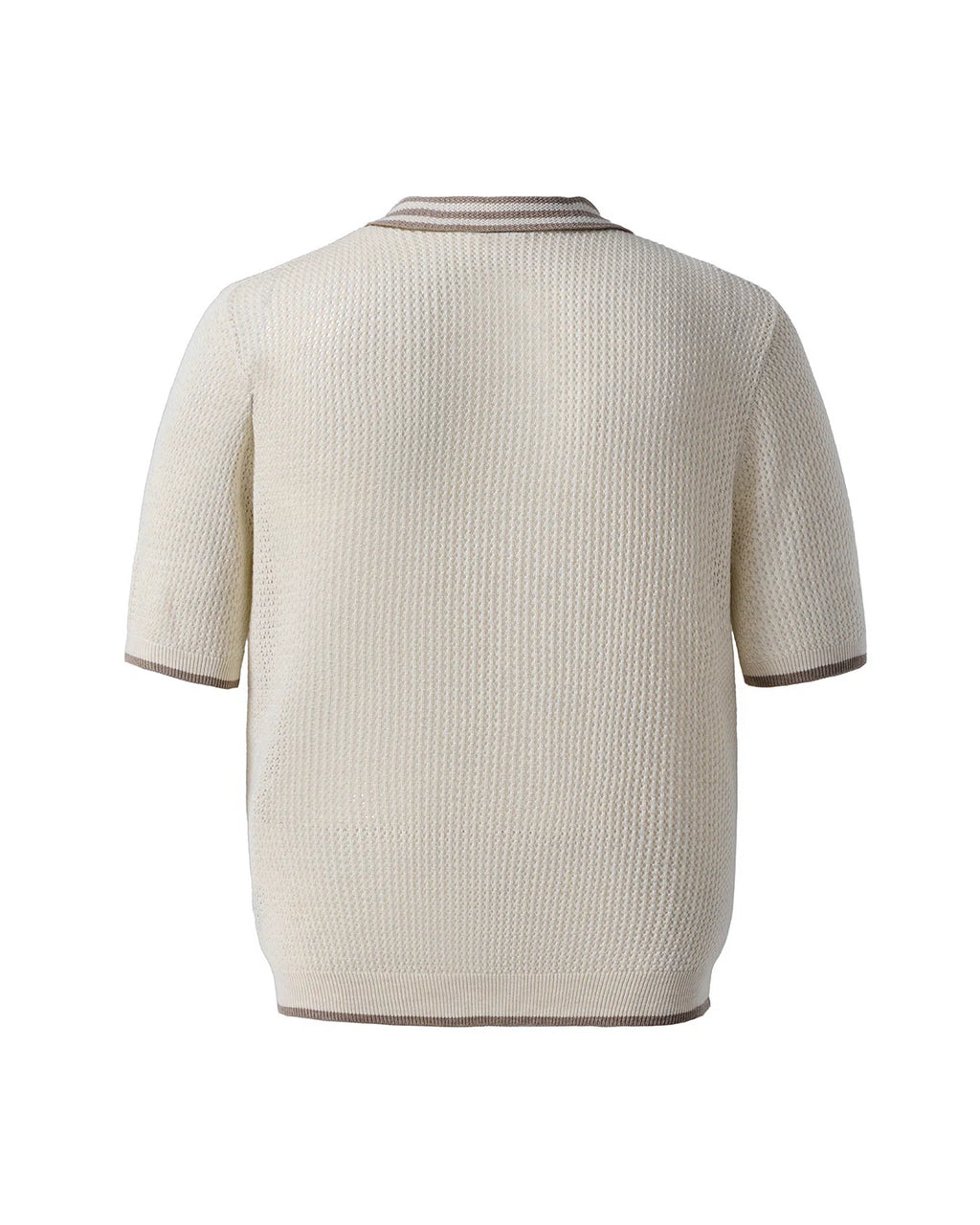ZHABUXIAO Lightweight Wool Blend Mesh Striped Casual Polo Black & White