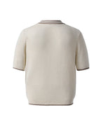 ZHABUXIAO Lightweight Wool Blend Mesh Striped Casual Polo Black & White