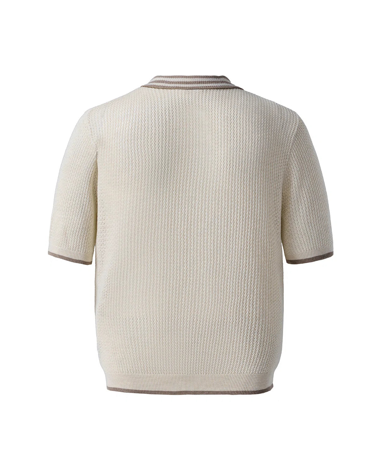 ZHABUXIAO Lightweight Wool Blend Mesh Striped Casual Polo Black & White